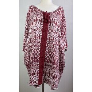 Catherines Womens Peasant Top 3X Embroidered Boho Casual Lagenlook Hippie Flowy